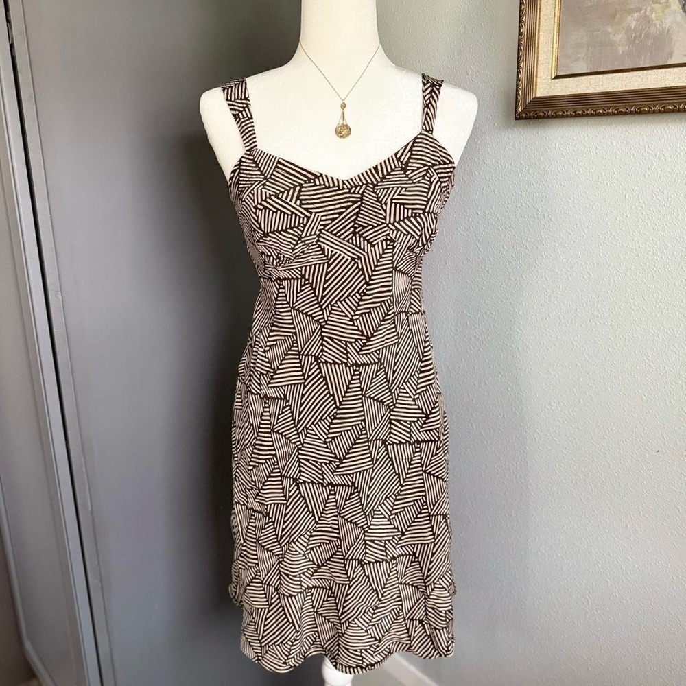 Ann Taylor Brown and Cream Geometric Mini Dress